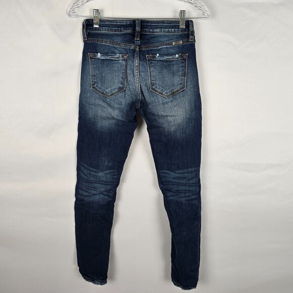 KanCan Jeans Women's 3 / 25 Blue Dark Wash Ankle Super Skinny Distressed - Picture 4 of 16